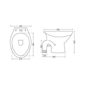 WC suspendu mural en céramique de luxe moderne en forme de S, 465x365x410mm, pour salle de bain commerciale - Product Image 1