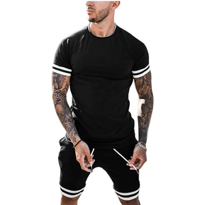 Conjunto de Verano para Hombre, Fabricante de Camisetas y Pantalones Cortos Cargo de 2 Piezas, Algodón Casual, OEM, Logotipo Personalizado, Venta al Por Mayor - Product Image 1