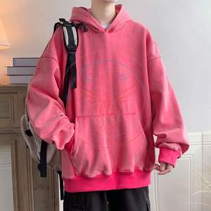 Sweat-shirts décontractés pour hommes de haute qualité, effet délavé, coupe ample, avec logo personnalisé, 100% coton molletonné - Product Image 5
