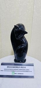 Brass American Style Handmade Eco-Friendly Customizable <b>Cat</b> Figurine Pet <b>Urn</b> with White and Black Colors - Product Image 4
