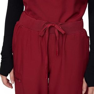 ชุดสครับสำหรับผู้หญิง — เสื้อสูทผ้ายืดและกางเกงทรงตรงพร้อมกระเป๋าหลายช่อง, เอวยางยืดสำหรับโยคะ, 9 กระเป๋า - Product Image 5