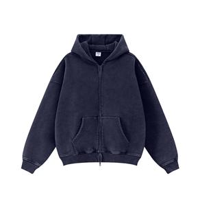Sweat à capuche zippé unisexe Ibex, couleur unie, en molleton de coton, décontracté, coupe régulière, tricoté, pour l'automne - Product Image 2
