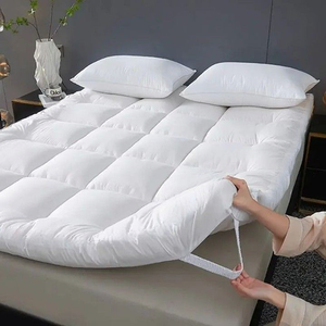 Surmatelas matelassé rafraîchissant en microfibre blanc uni, 400 fils, lavable en machine, toutes saisons, pour la maison et l'hôtellerie, hauteur 3-4 pouces - Product Image 5