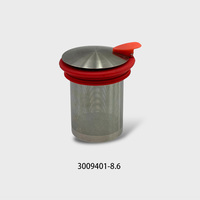 Infuseur à thé moderne en acier inoxydable poli, filtre à thé à mailles fines avec couvercle et poignée en silicone pour tasse et théière