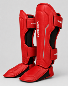 Protector de Piernas Deportivo Webson Rojo de Cuero PU con Cierre de Velcro, Protección Integral Ligera para Adultos, Precio Económico - Product Image 4