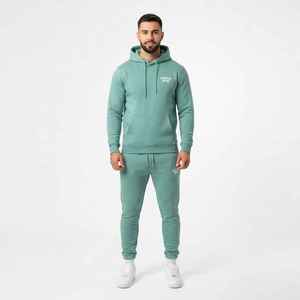 Conjunto Deportivo con Capucha Color Verde Menta para Hombre Hawk Eye, Pantalones Deportivos Casuales Largos con Cierre de Cordón y Bolsillos Laterales - Product Image 1