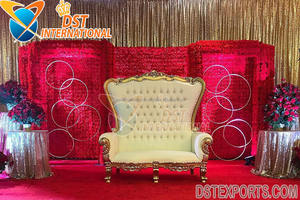 Loveseat de dos plazas de oro blanco para boda Sofá de boda de diseño de lujo clásico blanco Sofá de boda de oro blanco hermoso - Product Image 5