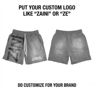 240 GSM 100% Cotton Premium Breathable Eco-Friendly Sporty Board <b>Shorts</b> Grey <b>Yellow</b> Casual Streetwear Custom Logo Studded Hem - Product Image 1