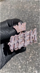 Pendentif personnalisé en moissanite VVS avec initiale, style hip-hop, serti de diamants ronds, en argent 925, bijoux fins - Product Image 2