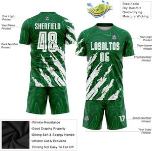 Maillot de football vert personnalisé pour homme, manches courtes, sublimation du nom de l'équipe, polyester respirant, col rond, coupe classique - Product Image 5