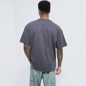 Factory Wholesale Custom Front O-Neck 100% Cotton 180g Canvas Short Sleeve Boxy Casual High Quality Breathable T-shirt Men - Product Image 3