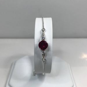Pulsera de Plata de Ley con Dijes de Rubí y Detalles de Zafiro Blanco, Cierre Deslizante Ajustable, Joyería de Lujo, Regalo para Mujer - Product Image 5