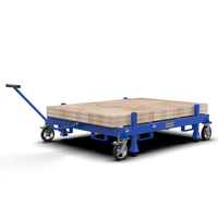 Carretilla de Plataforma Plana de Acero AUSAVINA, Carro Industrial Móvil de Cuatro Ruedas con Recubrimiento en Polvo Azul
