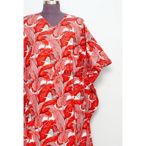 100% Cotton Kaftan Long Floral Print Women's Clothing Maternity Gown with Block Print All Seasons-Summer Winter Autumn Spring - Product Image 4