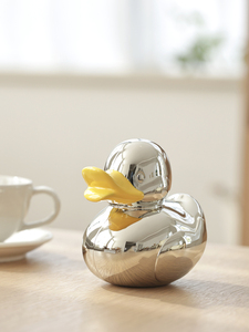 WINKO Duck Piggy Bank ออมสินกระปุกออมสินเป็ดอีพ็อกซี่สีเหลืองสีบรอนซ์ขาว - Product Image 2