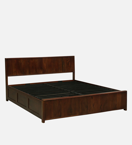 Cama tamaño queen de madera maciza de mango con acabado en caoba y almacenamiento hidráulico - Product Image 3