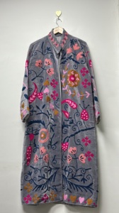 เสื้อแจ็คเก็ตผ้าฝ้ายกำมะหยี่ปักลายดอกไม้ แขนยาว คอทรงโอ เป็นมิตรกับสิ่งแวดล้อม ระบายอากาศได้ดี ลายดอกไม้  ไซส์เดียว ใส่ได้ทั้งชายและหญิง สำหรับฤดูหนาว สไตล์ลำลอง - Product Image 5