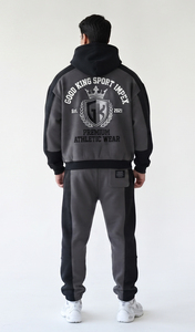 Conjunto de Sudadera con Capucha y Pantalones Deportivos de Forro Polar con Bloques de Color Personalizados, Fabricante OEM de Ropa Deportiva Urbana de Marca Privada - Product Image 2