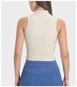 Top Deportivo Corto para Mujer, Cuello Redondo, Transpirable, Casual, Suave, de Nailon y Spandex, Sin Mangas, Ajustado, para Gimnasio y Fitness, con Logotipo Personalizado en la Parte Delantera - Product Image 3