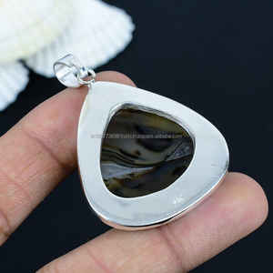 Colgante DE PLATA 925, piedra de ágata Montana 925 colgante de plata sólida, joyería colgante de bisel superior de ágata Montana - Product Image 6