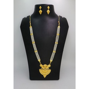 Ensemble de bijoux collier avec boucles d'oreilles en laiton pur plaqué or Ensemble de bijoux collier design indien de haute qualité - Product Image 6