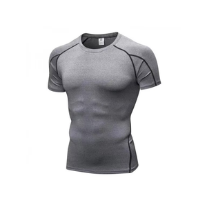 T-shirt de compression pour homme à col rond, coupe classique, uni, séchage rapide, respirant, manches courtes, tricoté sur le devant, idéal pour la gym et le fitness - Product Image 5
