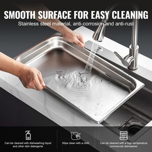 Set di 6 Vaschette per Cottura a Vapore in Acciaio Inox, Spessore 0,8 mm, Profondità 2,5 Pollici, per Uso Commerciale in Ristoranti - Product Image 3