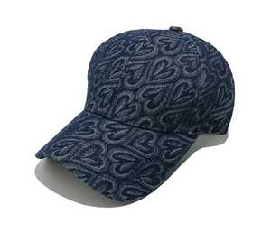 Casquette de baseball unisexe à motif cœur, bleu foncé, en coton gaufré, chapeau décontracté pour le printemps et l'été, adulte - Product Image 1