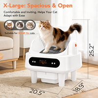 Litière pour animaux de compagnie électrique à toit ouvert, silencieuse 30 dB, avec tiroir à déchets 12 L, autonettoyante, avec radar anti-pincement et 4 capteurs de poids