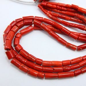 Perles tubulaires lisses en corail rouge italien naturel, pierres précieuses en vrac pour la fabrication de bijoux, vente en gros - Product Image 1