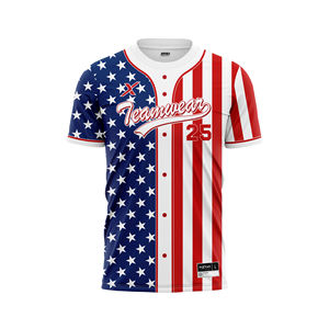 เสื้อเบสบอลวินเทจปรับแต่งได้เสื้อสวมหัวธงสหรัฐอเมริกาแบบไร้รอยต่อระบายอากาศไม่มีกระดุมทีมปรับแต่งได้ - Product Image 1