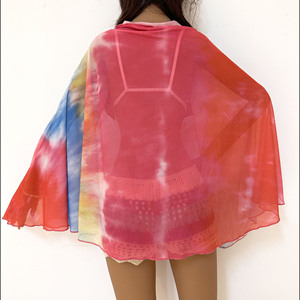 Gradient Color Chiffon Asymmetric Sarong Cover Up Mini <b>Skirt</b> Breathable Sheer Layer Natural Waistline Sleeveless - Product Image 4