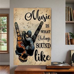 Musique : C'est ce que les sentiments sonnent comme - Art mural en forme de crâne et de main - Couverture d'album photo en MDF - Product Image 3