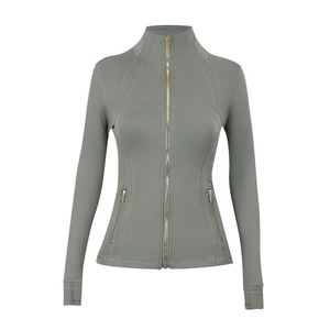 Custom Plus Size Breathable Gym Fitness Gold Zip up Yoga <b>Jacket</b> Active Soft Tight Pockets Active <b>Workout</b> <b>Jackets</b> - Product Image 3