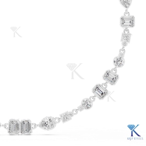 Elegante Collar de Tenis con Diamantes Cultivados en Laboratorio, Corte Fantasía Mixto, Engaste de Bisel, Múltiples Formas, Oro Sólido de 14K y 18K, Joyería Fina para Mujer, Regalo Nupcial - Product Image 3