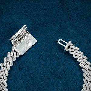 Bracelet gourmette de luxe en diamants baguette sertis pour homme, en argent, style hip-hop, bijou de déclaration haut de gamme - Product Image 3