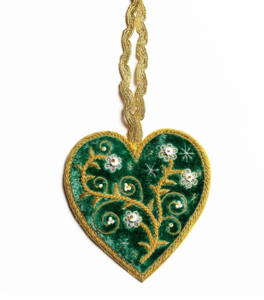 Adorno Colgante de Tela Zardozi Bordado a Mano con Flores Rojas de Lujo para Decoración Festiva de Eid/Ramzan/Navidad - Product Image 2