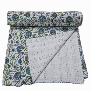 Silkgram SK40 Classic Floral Cotton <b>Quilt</b> Hand-Stitched Folded Style Eco-Friendly All-Season Home Use Wedding & Hotel Cover - Product Image 4