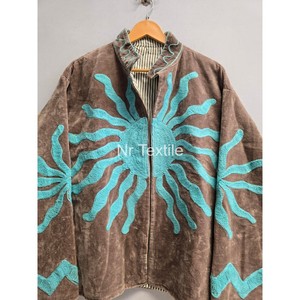 Chaqueta de punto bordada con solares para mujer, cuello con volantes, manga larga, patrón geométrico de otoño, punto abierto - Product Image 5