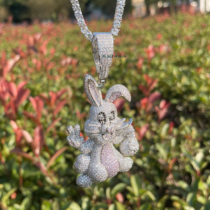 Colgante de Conejo con Diamante de Laboratorio y Cristal, Chapado en Oro Rosa, Estilo Hiphop, Amuleto Unisex - Product Image 2