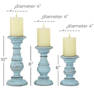 Handcrafted Wooden Pillar <b>Candle</b> Holder <b>Set</b> Rustic Decorative Tabletop <b>Candle</b> Stand for Home Wedding Decor - Product Image 3
