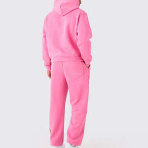 Ensemble de jogging en coton pour homme, survêtement personnalisé avec sweat à capuche rose et pantalon de survêtement, shorts de créateur pour un confort optimal lors des activités sportives - Product Image 5