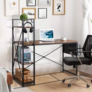 FCH Retro Color 120*60*120cm Computer Desk Particleboard Paste Triamine H Type Non Woven Bag USB Power Port Non Toxic Material - Product Image 3