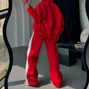 Ensemble de survêtement patchwork 2 pièces pour femme – Veste zippée et pantalon de sport |   Tenue Athleisure Décontractée - Product Image 2