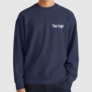 Sweat-shirts et hoodies oversize à col rond de couleur unie, prix de gros abordable, avec logo brodé personnalisé, sweat-shirt épais - Product Image 4