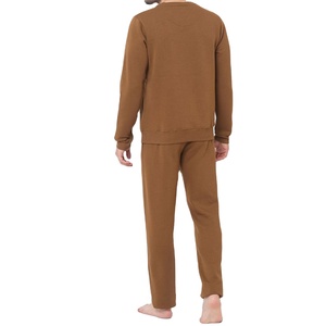 Conjunto Deportivo de Algodón para Hombre, Cuello Redondo, Manga Larga, Color Sólido, Pantalones Jogger Largos, Ropa Casual de Otoño, Transpirable, Corte Regular - Product Image 4