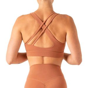 Women's <b>Plus</b> <b>Size</b> Seamless Halter Sports Bra Solid Color High Support Yoga Activewear Set High Waist Shorts Spandex Nylon - Product Image 5
