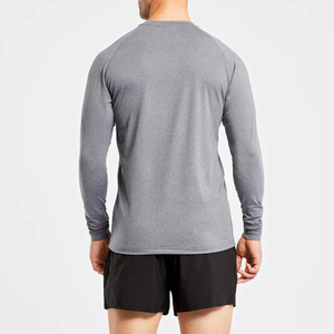 Camiseta de Manga Larga para Hombre, Color Sólido Personalizado, OEM, Tejido Transpirable de Secado Rápido, Cuello Redondo, Informal, para Gimnasio y Running - Product Image 3
