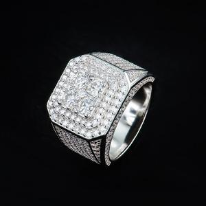 Bague en argent sterling 925 avec diamant de laboratoire de qualité supérieure, design central carré serti de pierres, bijoux de luxe tendance pour les acheteurs en gros - Product Image 4