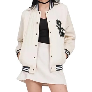 Proveedor directo de fábrica Chaqueta con letras de manga larga para mujer OEM Tendencia Nuevo estilo Logotipo personalizado Chaqueta universitaria de alta calidad - Product Image 1